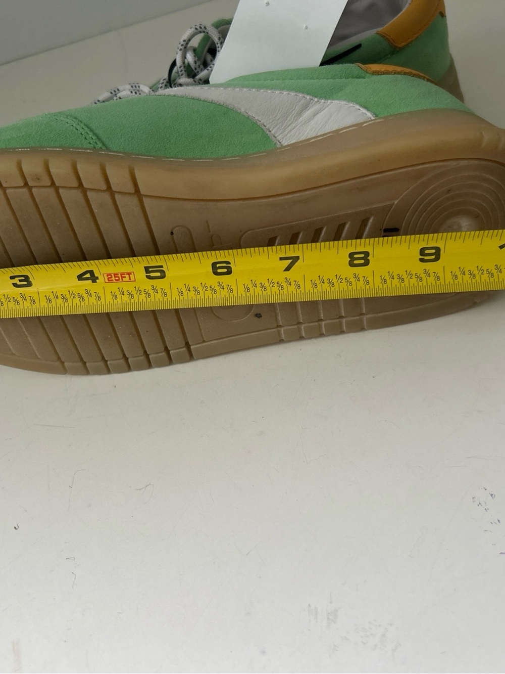 NYC CONCEPTS Suede Green Sneakers with White Stripe & Yellow Accents Size 8 - Picture 14 of 16
